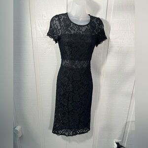NSR Women’s Black Lace Overlay Dress with Peekaboo Waist Size XS NWT